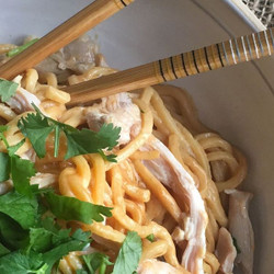 Coconut Peanut Noodles With Shredded Chicken
