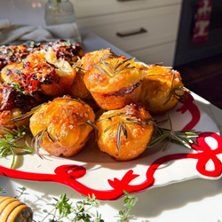 Salted Rosemary Olive Oil Sourdough Focaccia Muffins