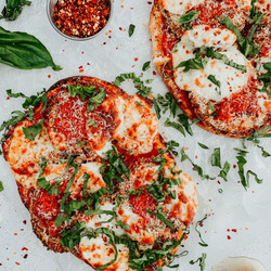 Eggplant Parmigiano Naan Pizza