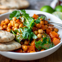 Zoete Aardappel Curry Met Kikkererwten En Spinazie