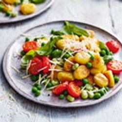 Crispy Gnocchi With Peas, Broad Beans And Tomatoes