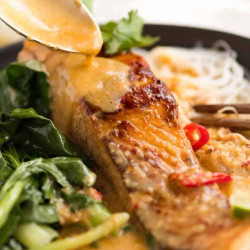 Poached Salmon In Coconut Lime Sauce