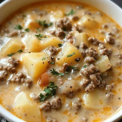 Creamy Potato And Ground Beef Soup (Slow Cooker)