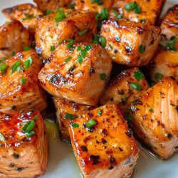 Air Fryer Salmon Bites With Hot Honey