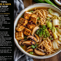 Crispy Tofu, Shiitake &amp; Napa Cabbage Noodle Soup
