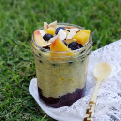 Peach Blueberry Protein Chia Pudding