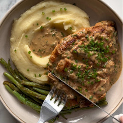 Creamy Garlic Parmesan Chicken With Mash + Greens