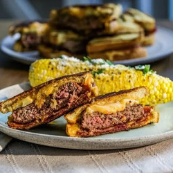 Patty Melts With Bacon, Charred Pineapple And Jalapeño Pimiento Cheese