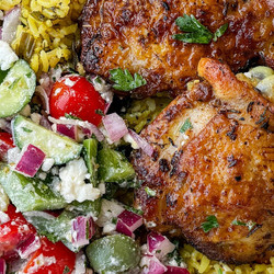One-pot Mediterranean Chicken &amp; Rice With Chopped Salad