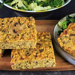 Mushroom, Cheese &amp; Bacon Oat Bake