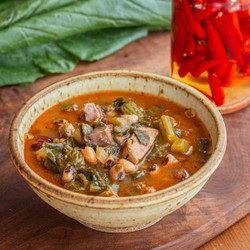 Old Fashioned Turnip Green Soup With Black Eyed Peas
