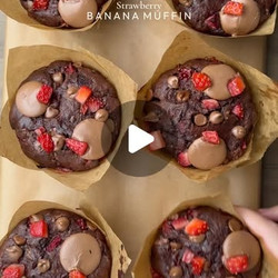 Double Chocolate Strawberry Banana Muffins