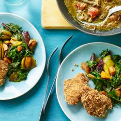 Fried Chicken, Ital Vegetables And Rundown Sauce