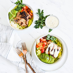 Juicy Turkey Avocado Burger Bowls With Caesar Aioli