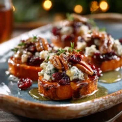 Sweet Potato Rounds With Blue Cheese, Cranberry &amp; Pecans