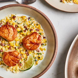 Pan-seared Scallops With Chorizo And Corn