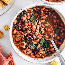 Smoky Instant Pot Black Eyed Peas &amp; Greens (vegan)