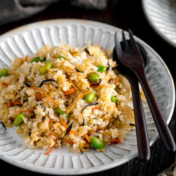 Japanese Fried Rice with Edamame, Tofu and Hijiki Seaweed