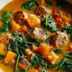 Roasted Butternut Soup: Hearty Chicken Sausage &amp; Spinach Delight