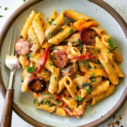 One Pot Creamy Cajun Sausage Pasta