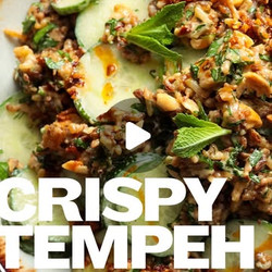 Crispy Tempeh Rice &amp; Cucumber Salad