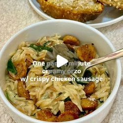 One Pan 20 Minute Creamy Orzo With Chicken Sausage