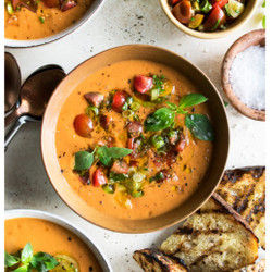Heirloom Tomato Gazpacho With Grilled Bread