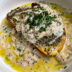 Creamy Tahini Beans On Pesto Toast