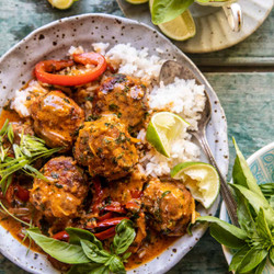 Thai Chicken Zucchini Meatballs In Coconut Curry