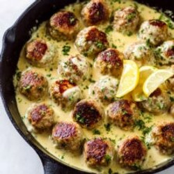 Greek Chicken Meatballs In Lemon Cream Sauce Recipe