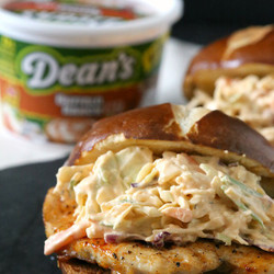 Buffalo Ranch Cole Slaw Topped Chicken Sandwich | Nutmeg Nanny