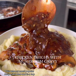 Skillet Chicken Thighs With Mushroom Gravy