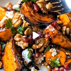 Roasted Sweet Potato Salad With Pomegranate &amp; Walnuts