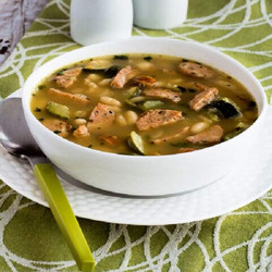 White Bean Sausage Soup (with Zucchini And Basil)