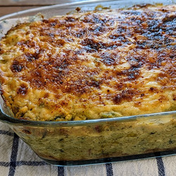 Broccoli And Pepper Gratin With Yogurt And Feta