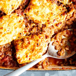 Baked Farro With Lentils, Tomato And Feta