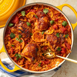 One-pot Roasted Chicken With Lemon Tomato Rice