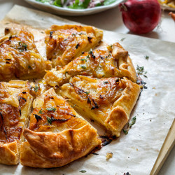 Cheesy Potato Caramelized Onion Galette