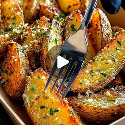 Golden Garlic Potato Wedges (oven-baked)