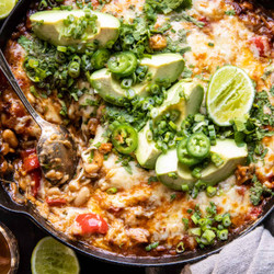 One Skillet White Chicken Chili Bake
