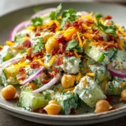 Creamy Cucumber Salad With Bacon And Cheddar