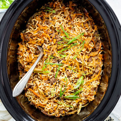 Easiest Slow Cooker Ramen Noodles (with Beef!)