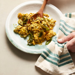 Turmeric And Curry Leaf Scrambled Eggs