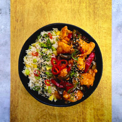 Sweet And Sour Cauliflower Bites With Pineapple Fried Rice