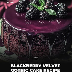 Dark Black Velvet Cake With Blackberry Compote