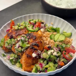 Healthy Greek Chicken &amp; Rice Bowl