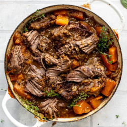 Cider Braised Pot Roast With Caramelized Onions And Cauliflower Rice