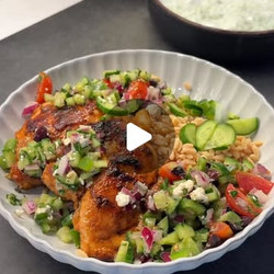 Healthy Greek Chicken &amp; Rice Bowl
