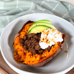 Hot Honey Stuffed Sweet Potatoes