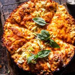 Skillet Crispy Cheese Buffalo Chicken Pizza